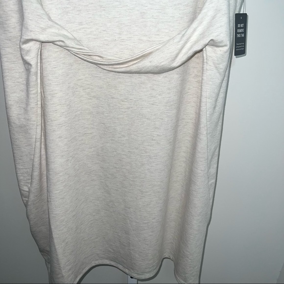 068 Express Soft Twist Front Sleeveless T-Shirt Dress Gray Cream Size XL - Picture 8 of 11